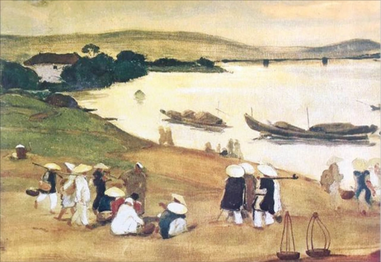 The painting “Huong River” (1902) by artist Bauchaud 